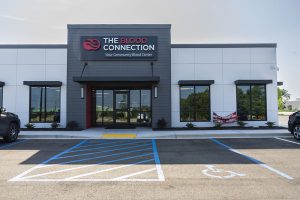 outside front entrance of the blood connection