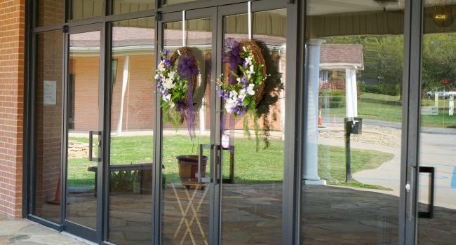 Hillcrest Baptist glass doors