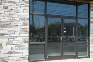 White Horse Road Shopping Center glass doors
